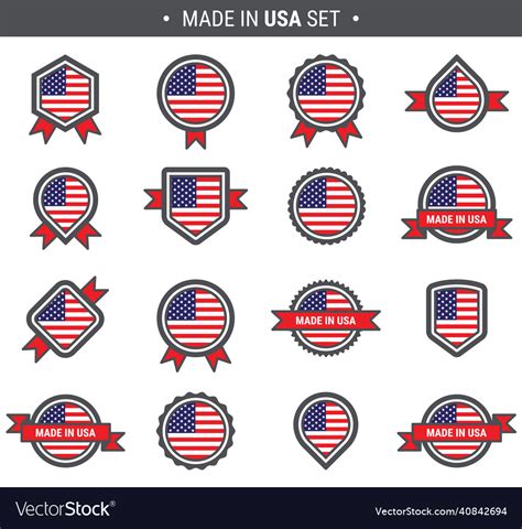 Made In Usa Badges American Flag Icons Royalty Free Vector