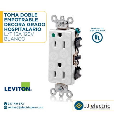 Toma Doble Empotrable Decora Grado Hospitalario Leviton