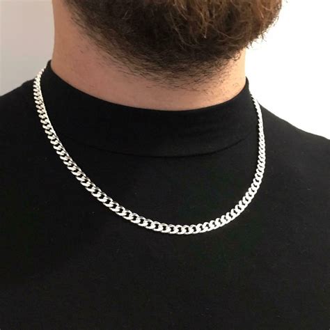 22 Inch 925 Sterling Silver Mens Hip Hop Cuban Link Chain Necklaces 4 J F M