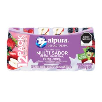 Yoghurt Bebible Deslactosado Alpura Multi Sabor 12 Pzas De 220 G A