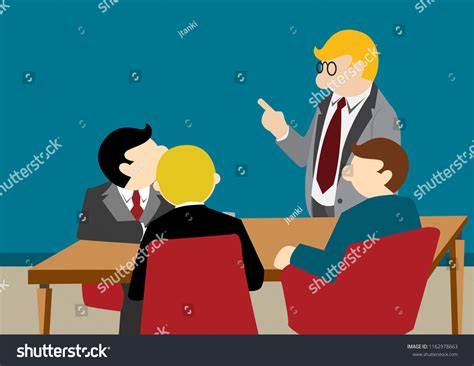 Simple Business Cartoon Illustration Group Discussion Stock Vector ...