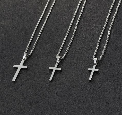 Men's Cross Necklace, Silver Cross Necklace for Men, Men Small Cross ...