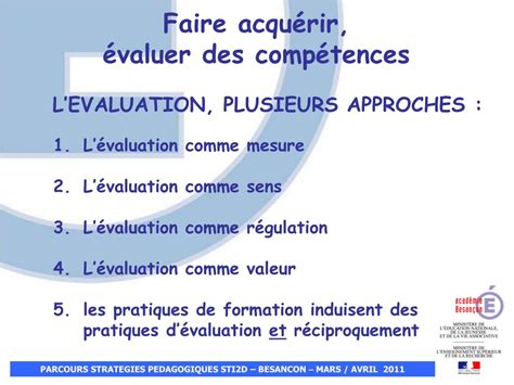 PPT FAIRE ACQUERIR EVALUER DES COMPETENCES PowerPoint Presentation