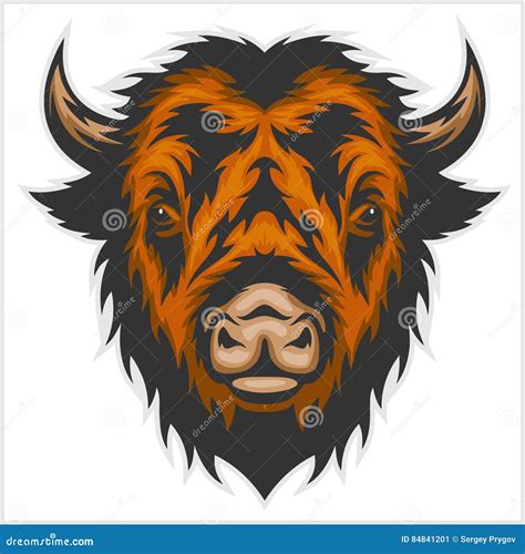 Illustration Of Buffalo Head Isolated On White Stock Vector