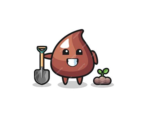 Premium Vector Cute Choco Chip Cartoon Is Planting A Tree Seed