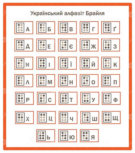 Шрифт Шрифта Брайля на украинском обрамлен Украинский алфавит в шрифте ...