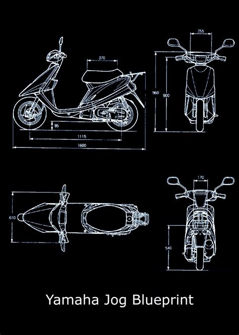 Yamaha Jog Blueprint Poster Picture Metal Print Paint By Shiner