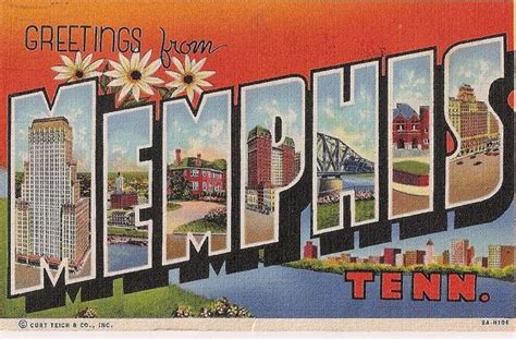 Memphis Tennessee Large Letter Greetings Vintage Linen Etsy Ocean