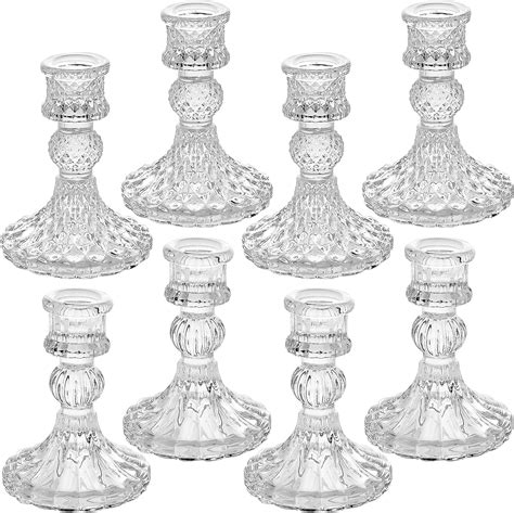 Clear Glass Candlestick Holders Pcs Set Include Taper Candle Holders