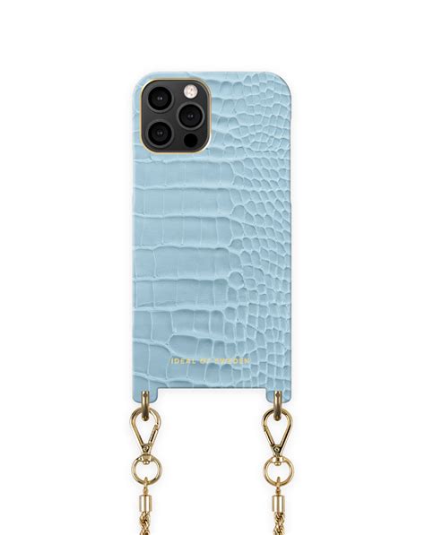 Atelier Necklace Case IPhone 12 Pro Sky Blue Croco IDEAL OF SWEDEN