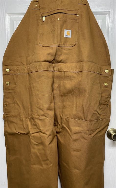 Carhartt Relaxed Fit Duck Bib Overalls R01 M Unlined Brown Size 54 X 32