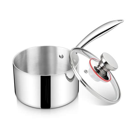 Buy Homikit 1 Quart Saucepan With Lid Tri Ply Stainless Steel Sauce Pan 1qt Small Induction