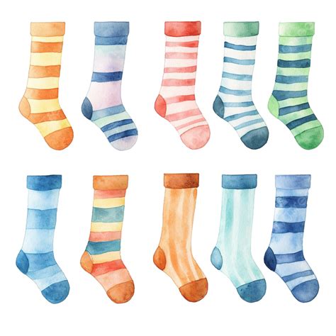 Watercolor Sock Clip Art Sock Watercolor Christmas PNG Transparent