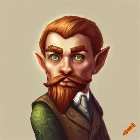 A Portrait Of A Dandd Gnome With A Full Head Of Brown Hair Green Eyes A