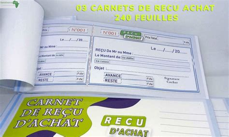 Prestations de services Carnet de reçu dachat personnalise Abidjan