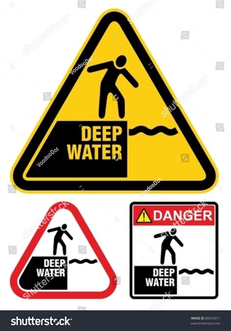 Deep Water Hazardwarning Sign Indicating Sharp Stock Vector 80633311