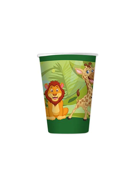 8 Gobelets En Carton Jungle 200 Ml Vegaooparty