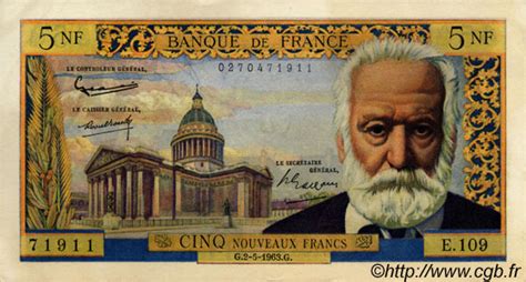 Nouveaux Francs Victor Hugo France F B Billets