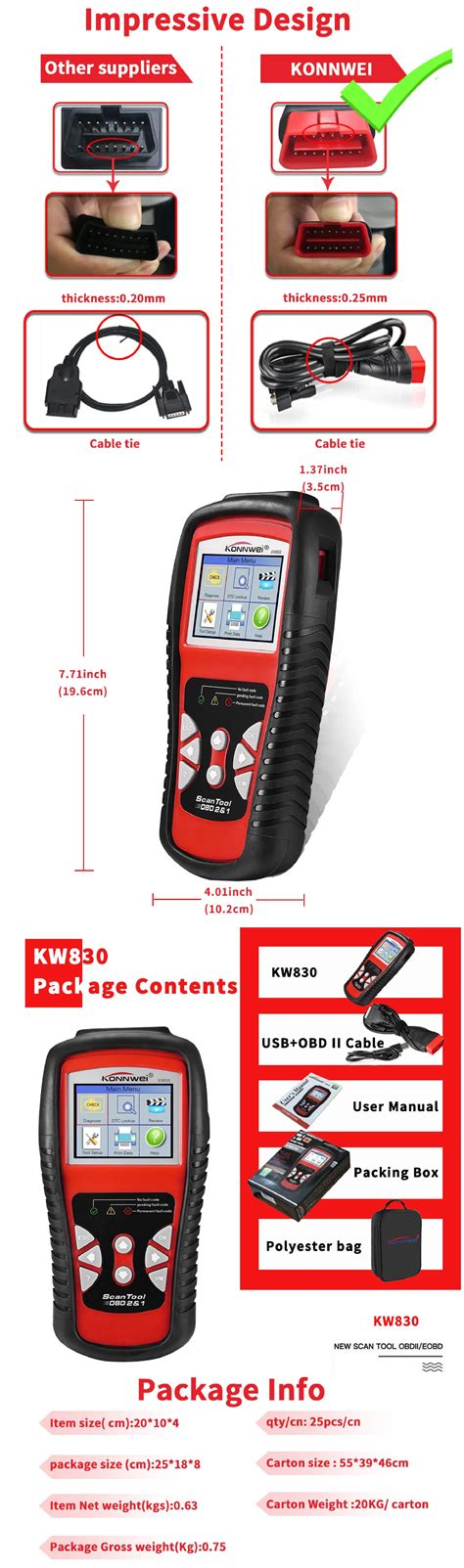 Konnwei Kw Obd Scanner Code Reader Gadget Mou