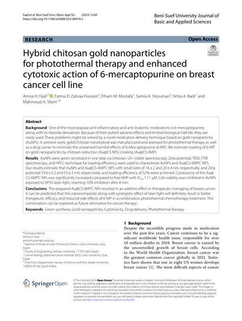 Pdf Hybrid Chitosan Gold Nanoparticles For Photothermal Therapy And