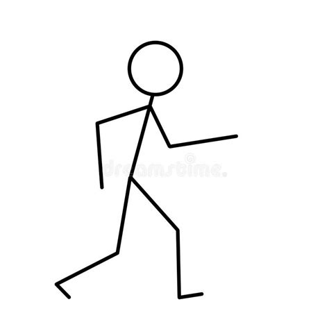 Homme De Marche Dessin Primitif Dans Le Crayon Noir Sur Un Fond Blanc