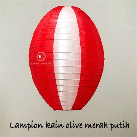 Jual Lampion Kain Olive Outdoor Merah Putih HUT RI 17 Agustus Dekorasi