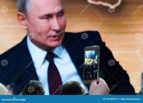 Ress Conference of President Vladimir Putin, Journalists Shoot by Phote ...