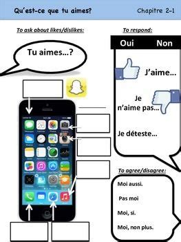 Qu Est Ce Qui Te Pla T Vocabulary Organizer Bien Dit Chapter