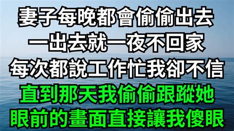 妻子每晚都會偷偷出去，一出去就一夜不回家，每次都說工作忙我卻不信，直到那天我偷偷跟蹤她，眼前的畫面直接讓我傻眼！【一濟說】落日溫情情感故事