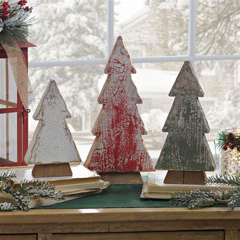 Weathered Wood Christmas Trees Set Of 3 Kirklands Christmas Tree