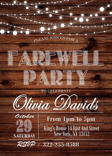 Editable Rustic Farewell Invitationfloral Farewell Party Etsy Farewell Party Invitations