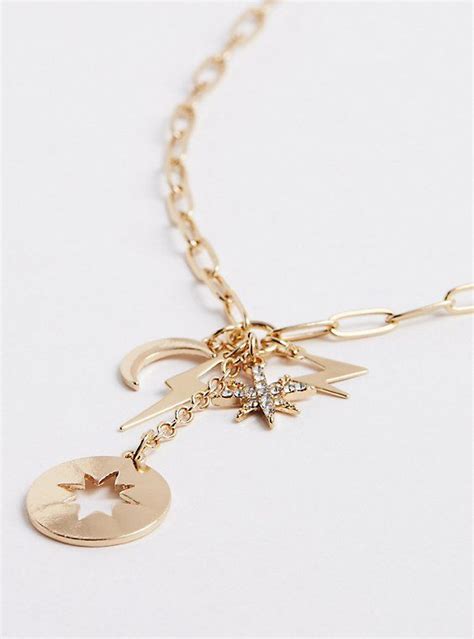 Celestial Moon Pendants Necklace Gold Tone Gold Necklace Moon