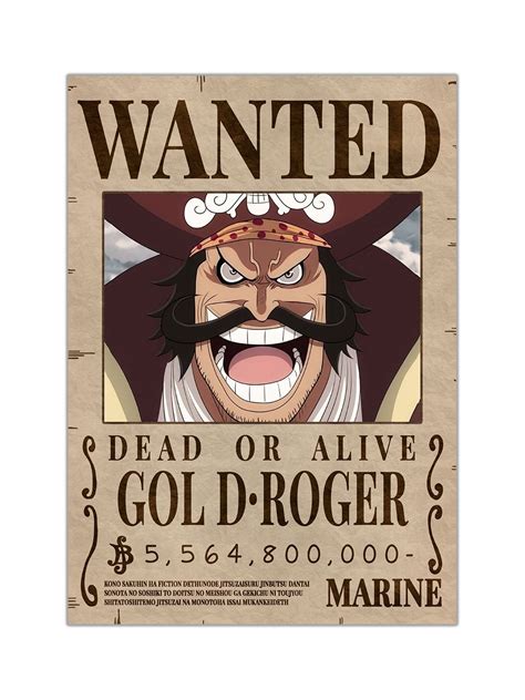 Gol D Roger Pirate King Wanted Bounty Poster Comicsense