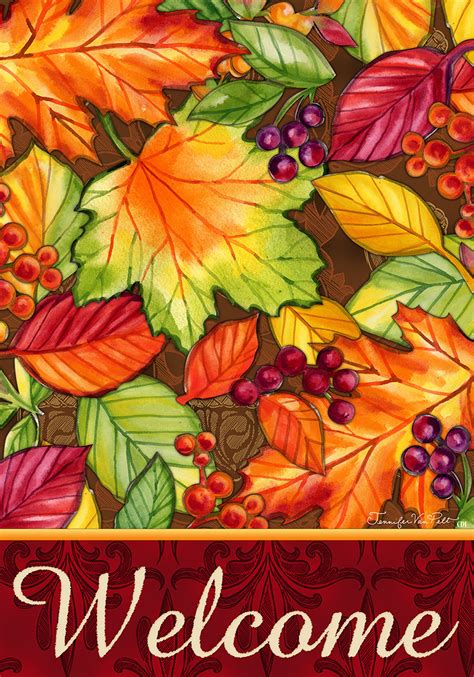 Welcome Leaves Fall Foliage 12 X 18 Inch Garden Flag - Mary B ...