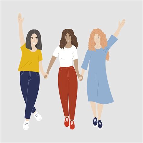 Premium Vector | Group of women holding hands Girls power Womans friendship