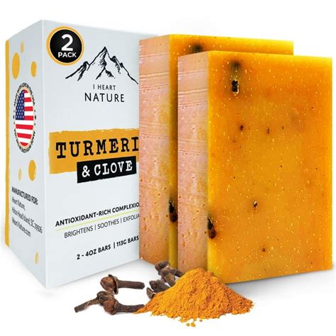 Organic Turmeric Soap For Dark Spots And Acne With Clove Bud Soap 2 Packs Brightening Face