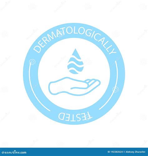 Dermatologically Tested Vector Label With Water Drop Leaf And Hand