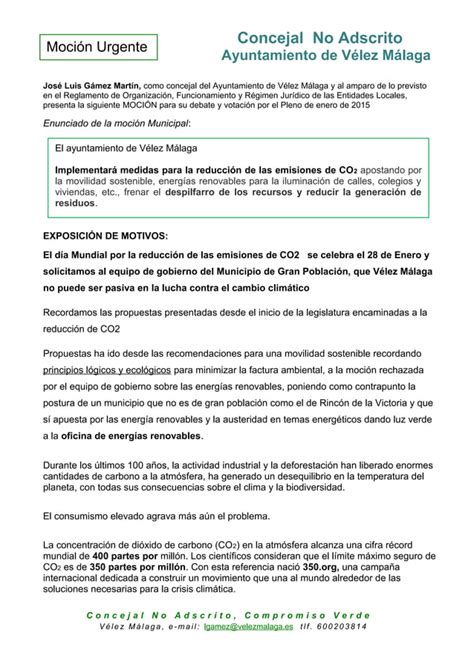 Moción urgente reducción CO2 Enero 15