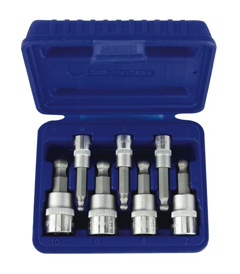 CBSMB702SB 7 Piece 1 4 3 8 Drive Metric Ball Hex Bit Socket Set