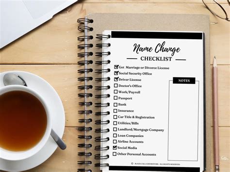 Name Change Checklist Printable Printable Name Changing Checklist