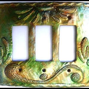 Metal Switchplate Cover Sunflower Design Iridescent Metal Switch