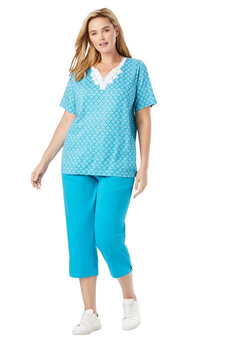 Woman Within Woman Within Womens Plus Size 2 Piece Tunic And Capri