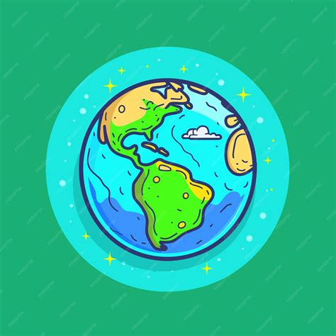 Premium Vector Cartoon Planet Earth Illustration Vector Design Icon