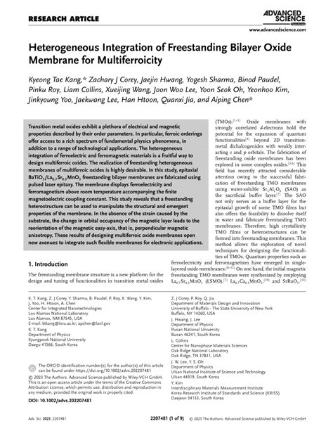 Pdf Heterogeneous Integration Of Freestanding Bilayer Oxide Membrane