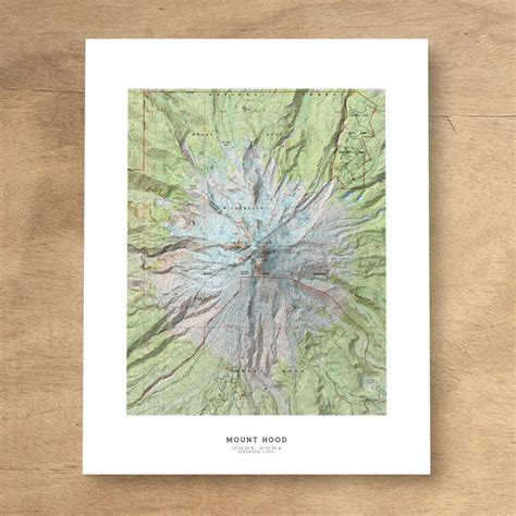 Mount Hood USGS Color Topographic Map Art Print – Millstream Bainbridge