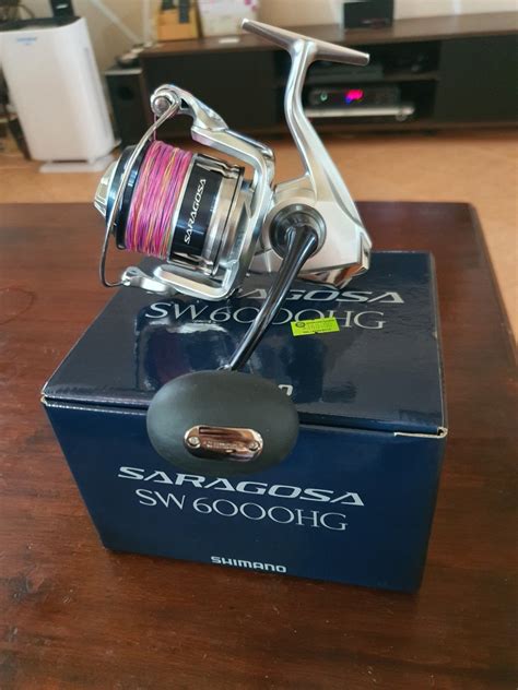 Shimano Saragosa SW6000HG Fishing Reel With 30 Lbs Braided Line Sports