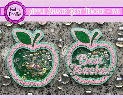 Apple Shaker Cake Topper Svg Cut File Best Teacher Layered Etsy