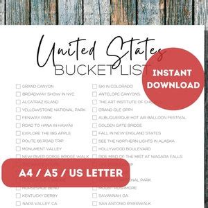 Us Bucket List Printable America S States Travel Planner Checklist