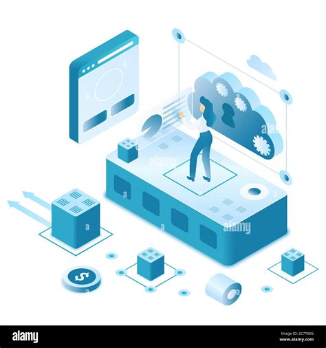 Data Transfer Technology Isometric Vector Illustration Database System