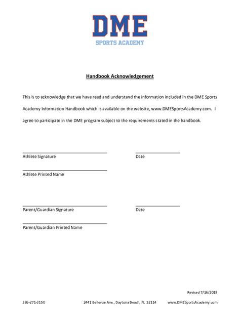 Fillable Online Athletic Handbook Signature Sheet Fax Email Print